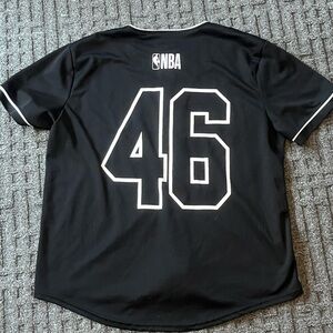 Authentic NBA #46 Basketball Black Button Baseball Style Jersey Mens Extra Large